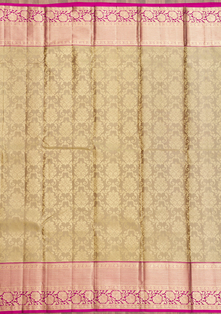Beige Zariwork Pure Silk Saree