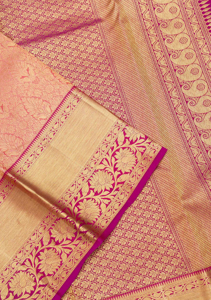 Beige Zariwork Kanjivaram Pure Silk Saree
