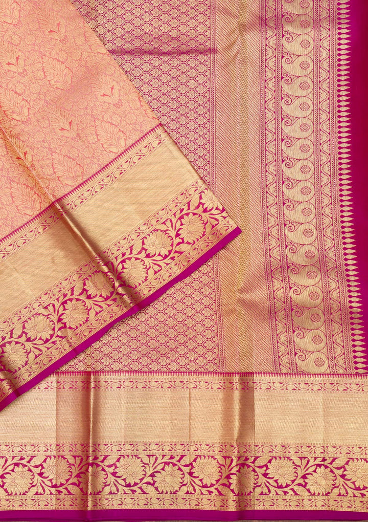 Beige Zariwork Kanjivaram Pure Silk Saree