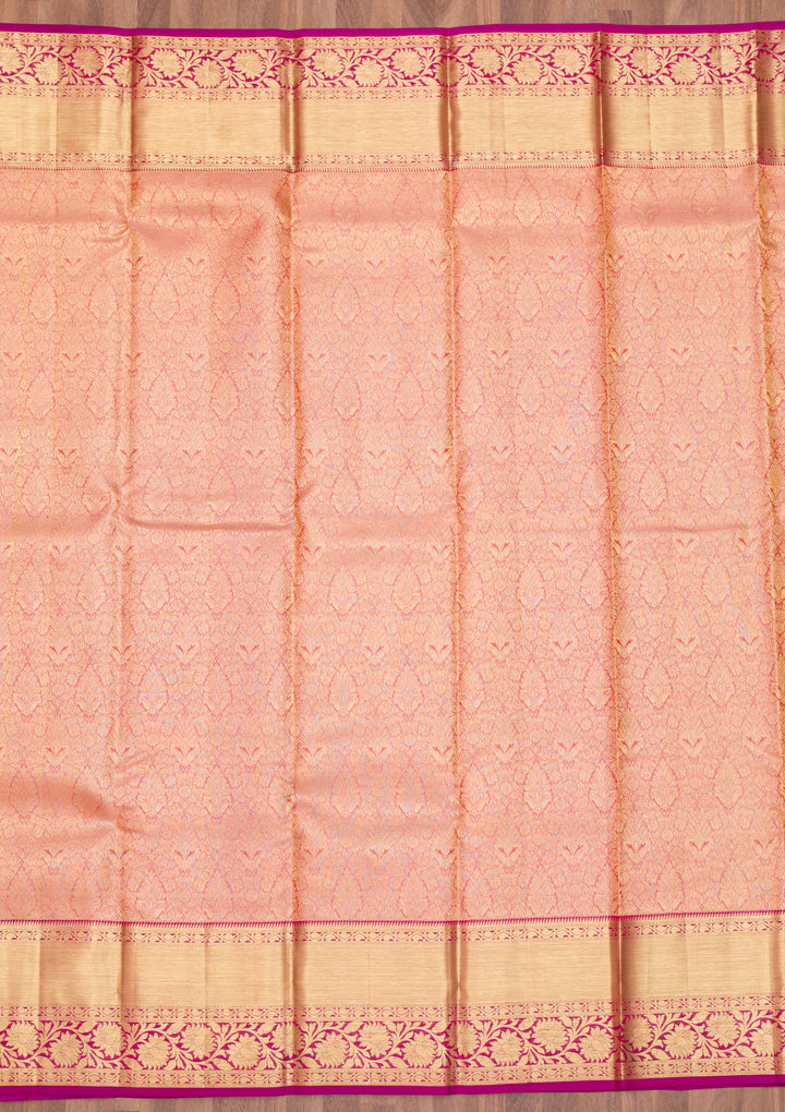 Beige Zariwork Kanjivaram Pure Silk Saree
