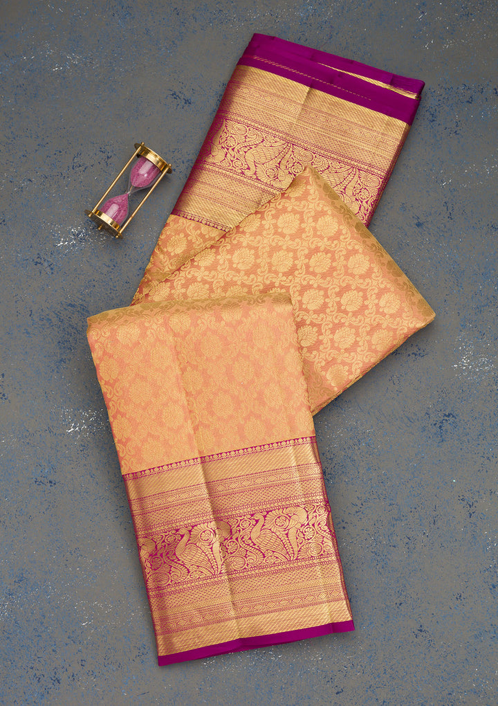 Beige Zariwork Kanjivaram Pure Silk Saree