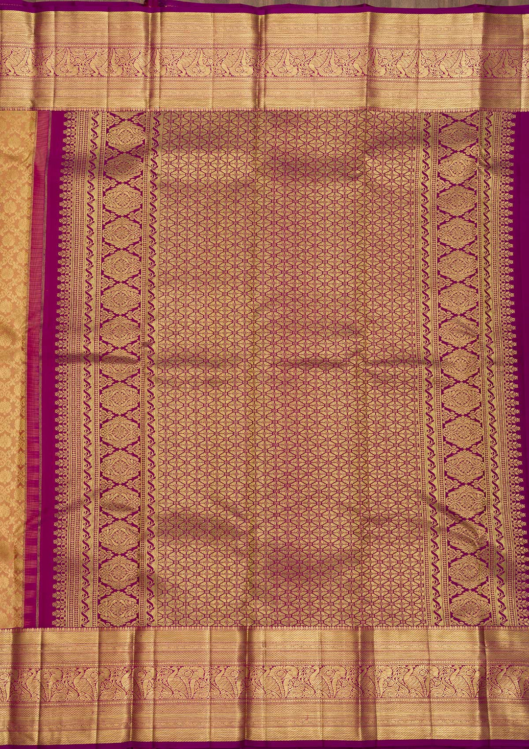 Beige Zariwork Kanjivaram Pure Silk Saree