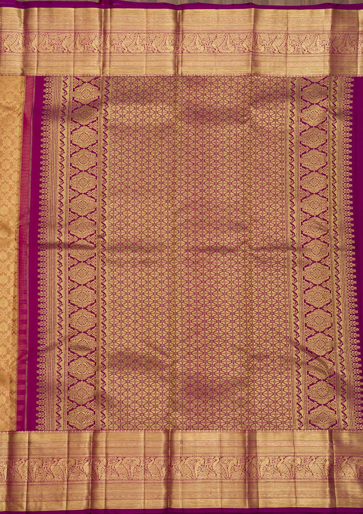 Beige Zariwork Kanjivaram Pure Silk Saree