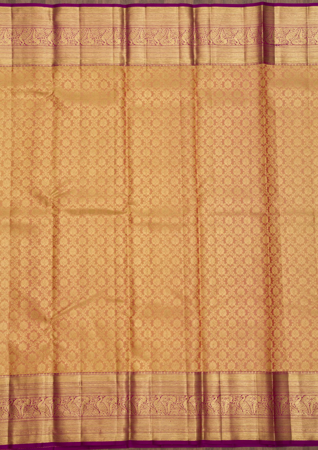 Beige Zariwork Kanjivaram Pure Silk Saree