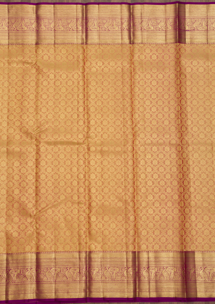 Beige Zariwork Kanjivaram Pure Silk Saree