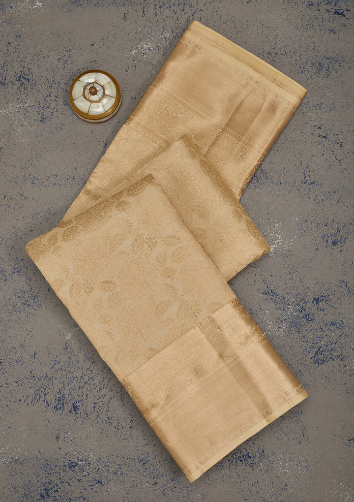 Beige Zariwork Pure Silk Saree