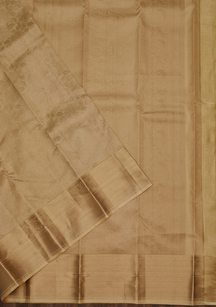 Beige Zariwork Pure Silk Saree