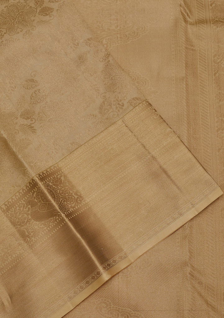 Beige Zariwork Pure Silk Saree