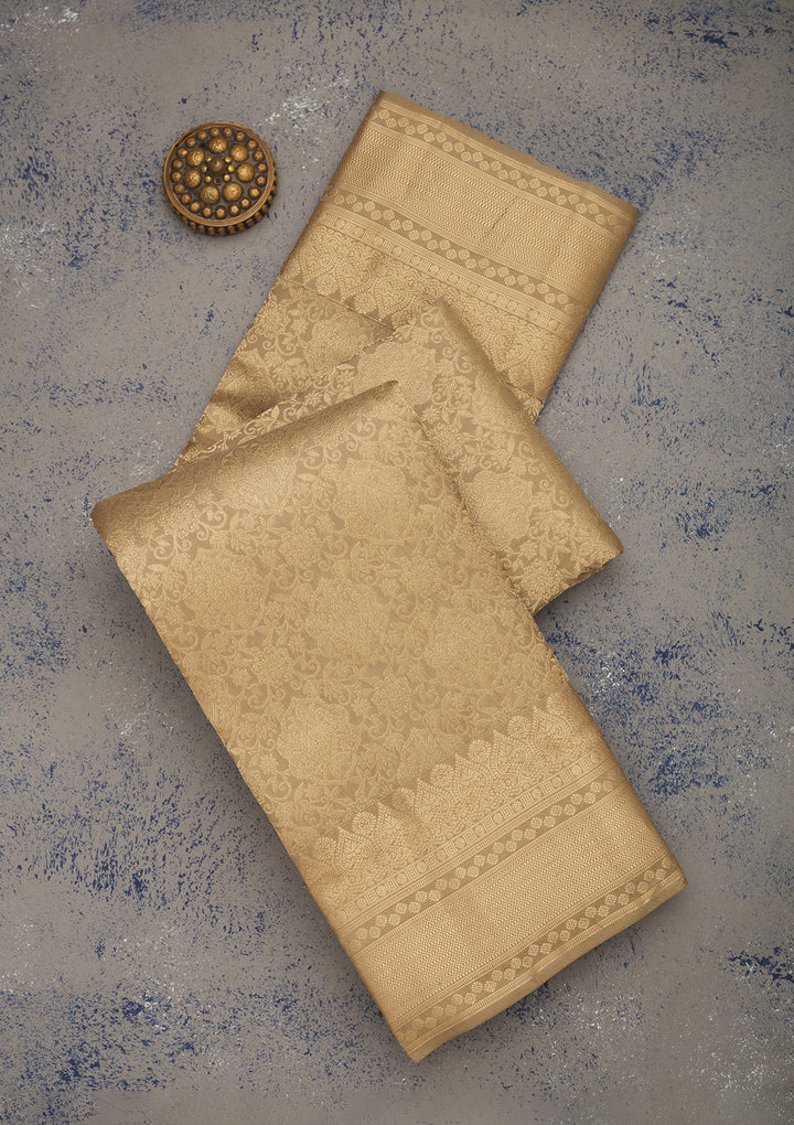 Beige Zariwork Pure Silk Saree
