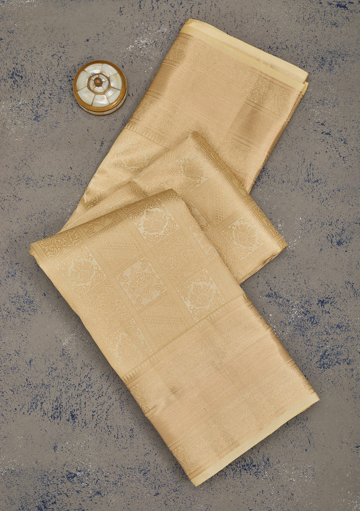 Beige Zariwork Pure Silk Saree