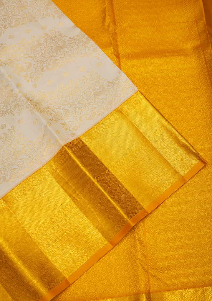 Beige Zariwork Pure Silk Saree