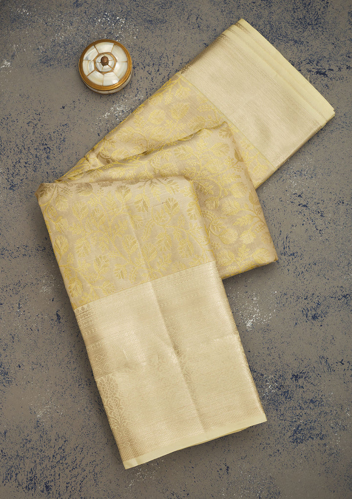 Beige Zariwork Pure Silk Saree