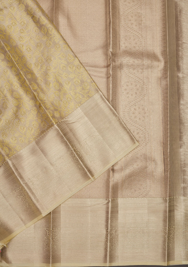 Beige Zariwork Pure Silk Saree