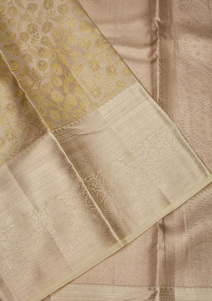 Beige Zariwork Pure Silk Saree