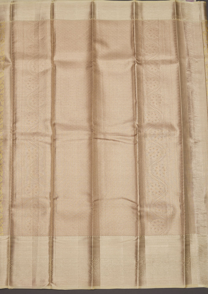 Beige Zariwork Pure Silk Saree