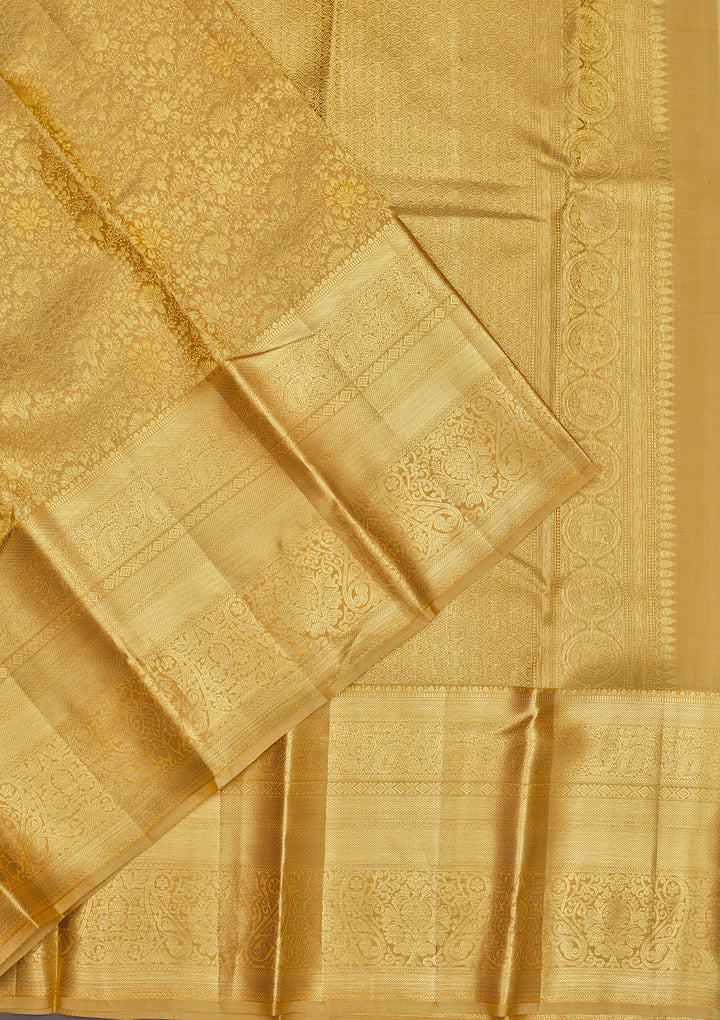 Beige Zariwork Pure Silk Saree