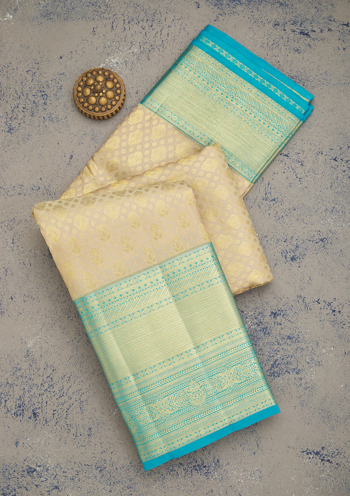 Beige Zariwork Pure Silk Saree