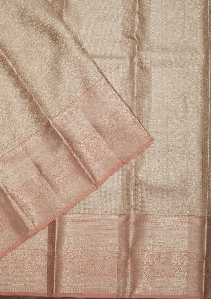 Beige Zariwork Pure Silk Saree