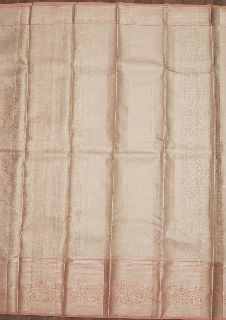Beige Zariwork Pure Silk Saree
