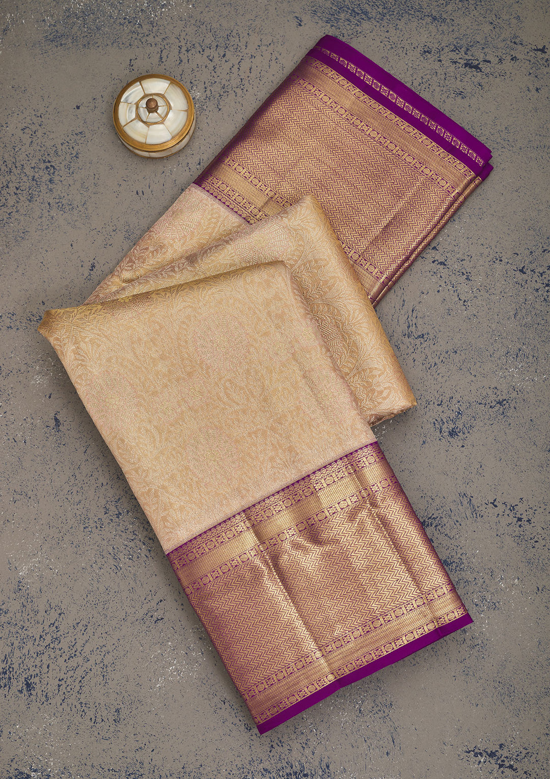 Beige Zariwork Pure Silk Saree