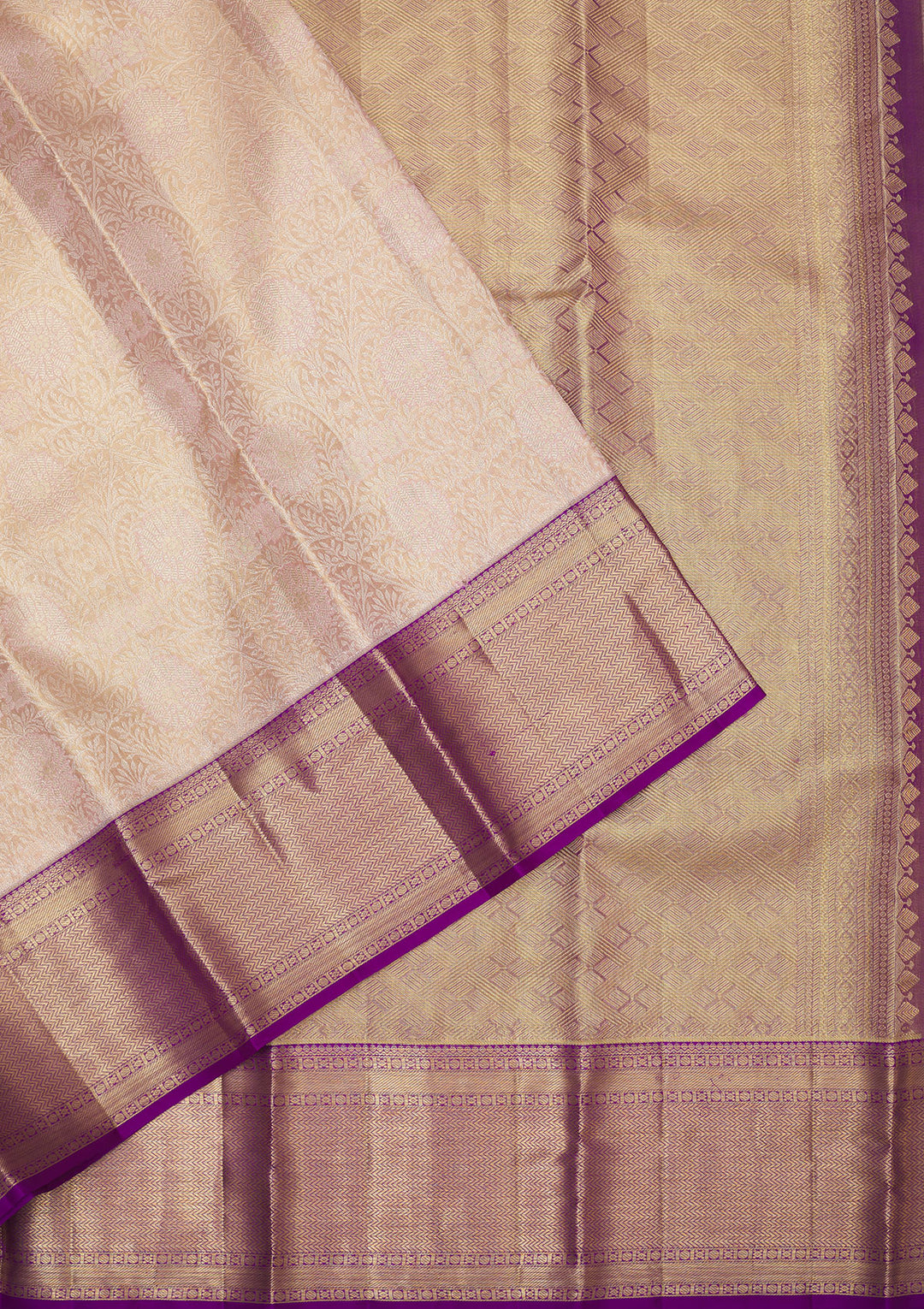 Beige Zariwork Pure Silk Saree