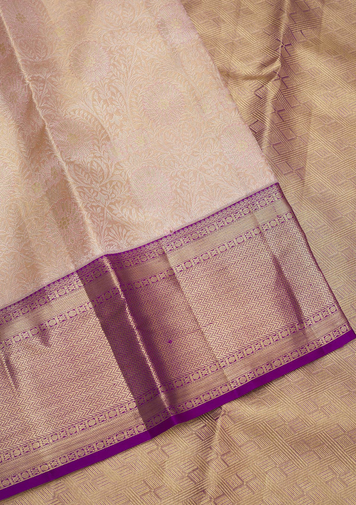 Beige Zariwork Pure Silk Saree