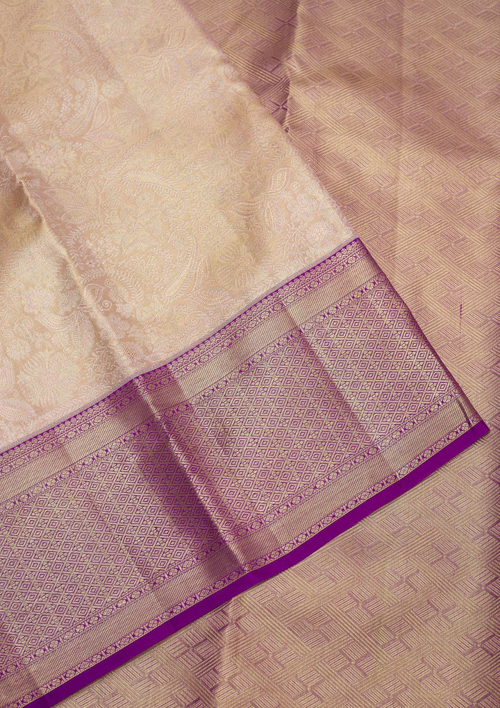 Beige Zariwork Pure Silk Saree