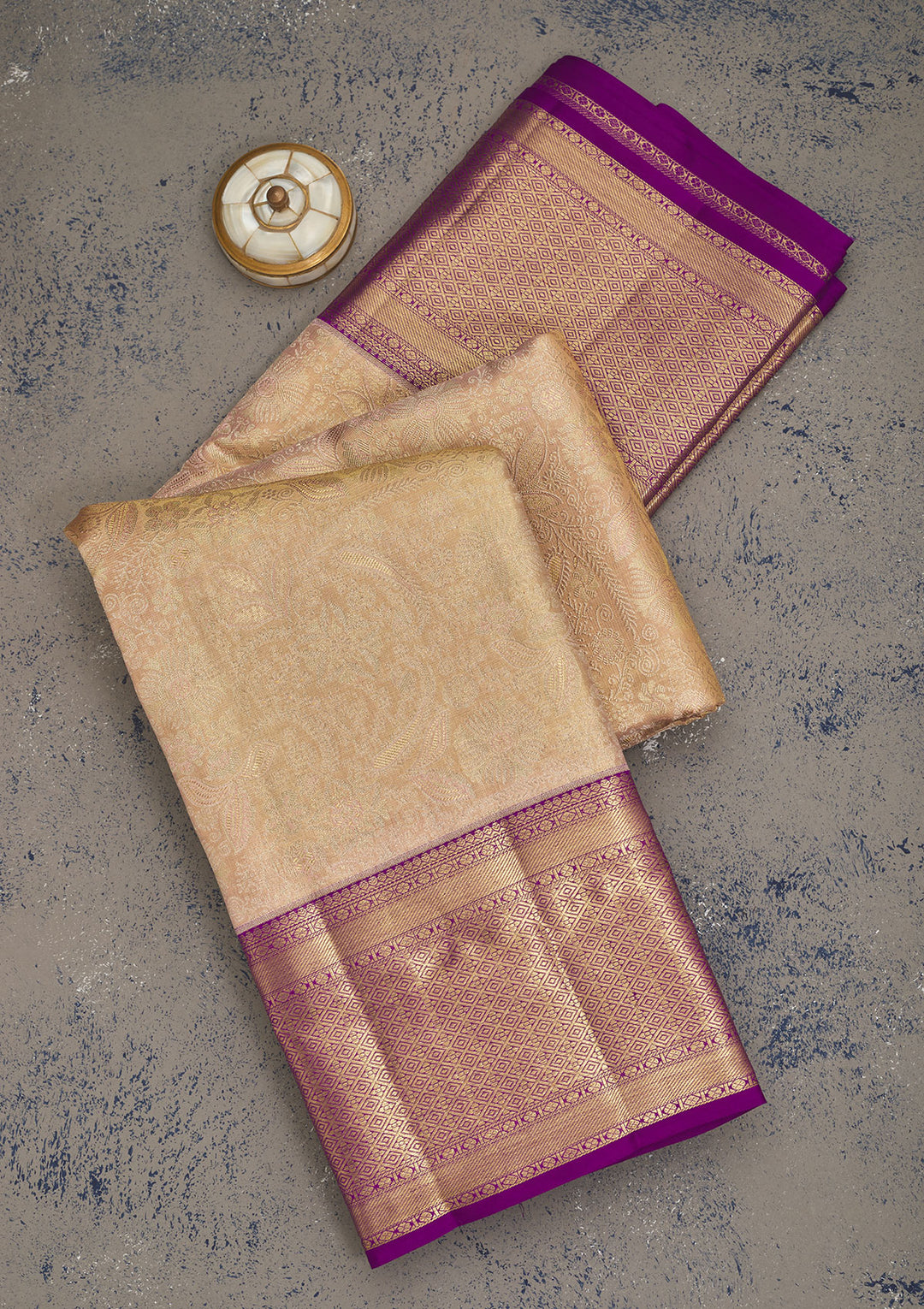 Beige Zariwork Pure Silk Saree