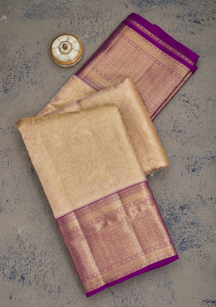 Beige Zariwork Pure Silk Saree