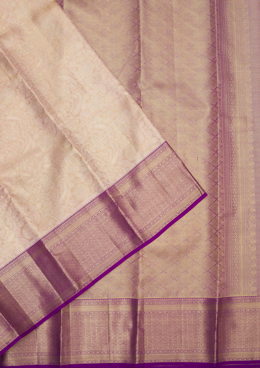 Beige Zariwork Pure Silk Saree