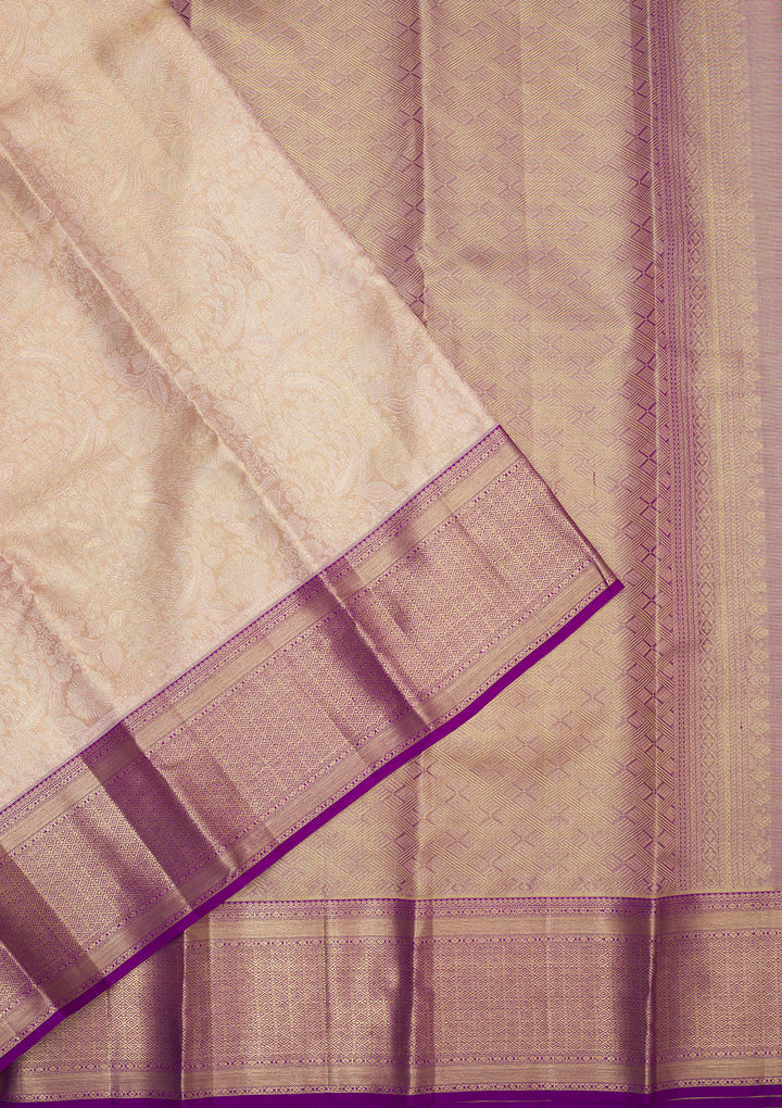 Beige Zariwork Pure Silk Saree