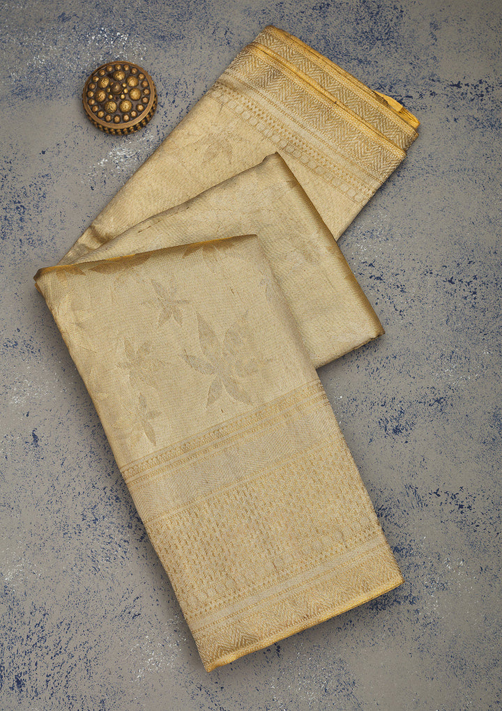 Beige Zariwork Pure Silk Saree