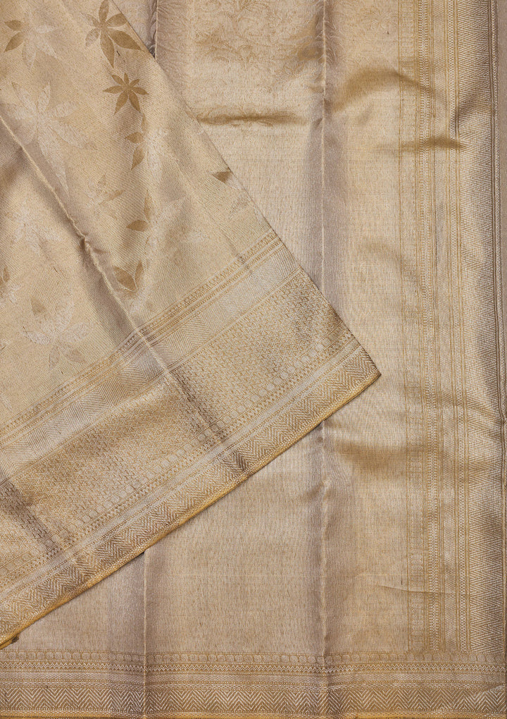 Beige Zariwork Pure Silk Saree