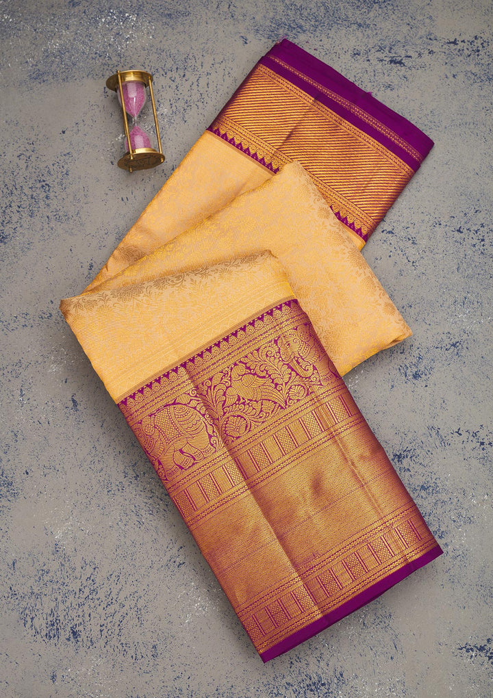 Beige Zariwork Pure Silk Saree