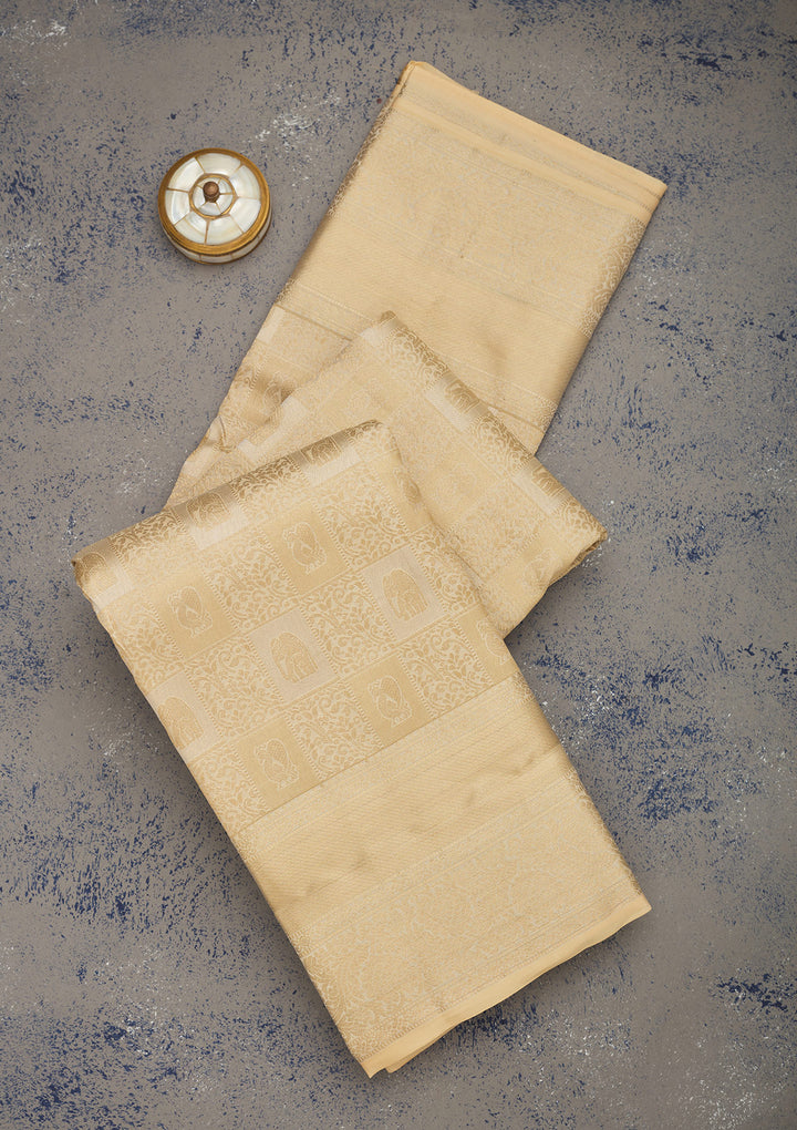 Beige Zariwork Pure Silk Saree