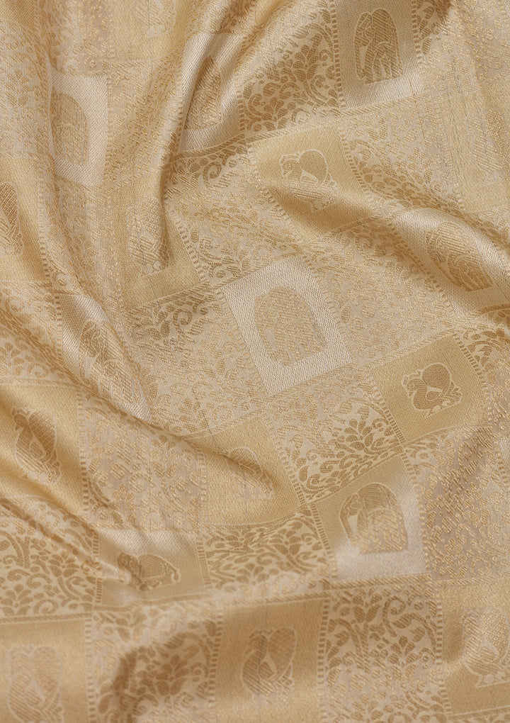 Beige Zariwork Pure Silk Saree