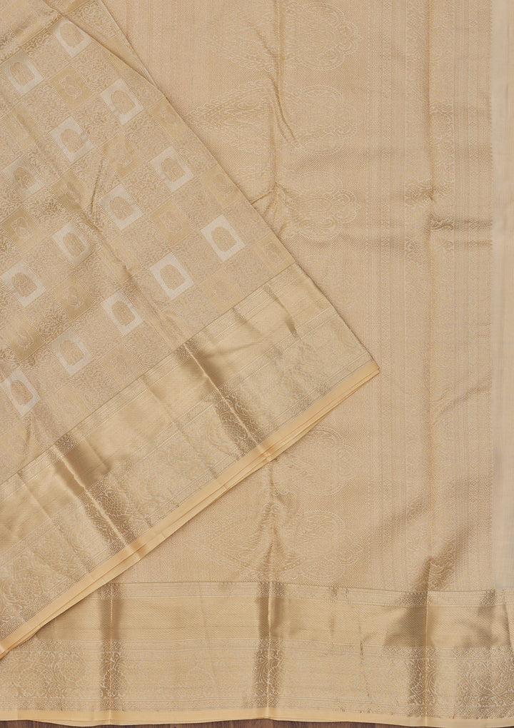 Beige Zariwork Pure Silk Saree