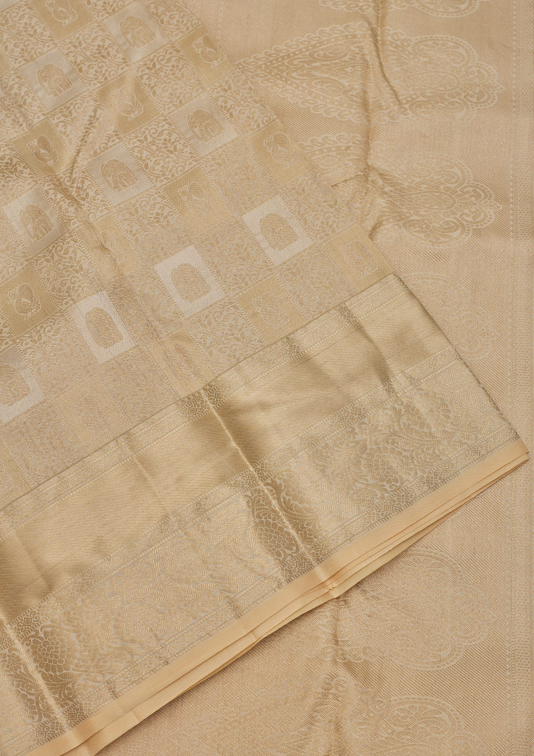 Beige Zariwork Pure Silk Saree