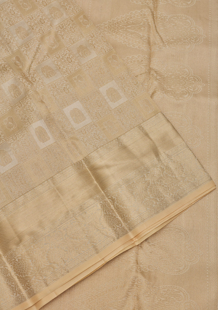 Beige Zariwork Pure Silk Saree