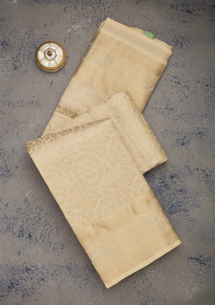 Beige Zariwork Pure Silk Saree