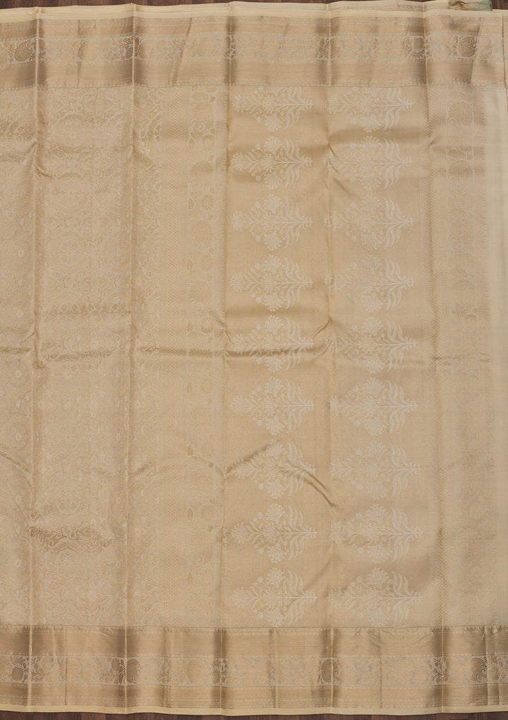 Beige Zariwork Pure Silk Saree