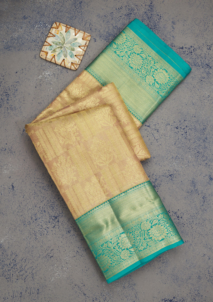 Beige Zariwork Pure Silk Saree