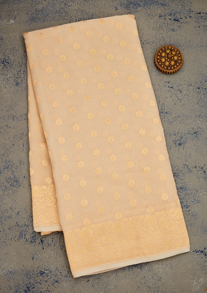 Beige Zariwork Pure Silk Saree