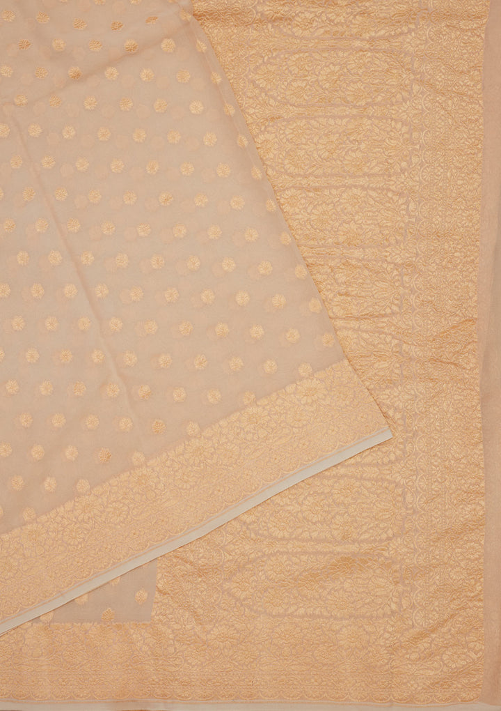 Beige Zariwork Pure Silk Saree