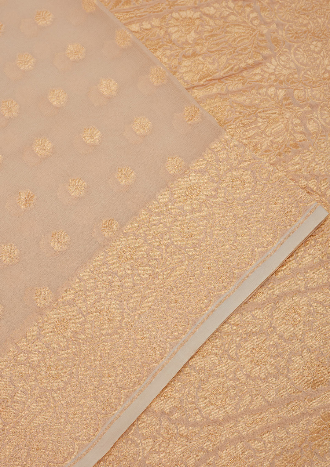 Beige Zariwork Pure Silk Saree