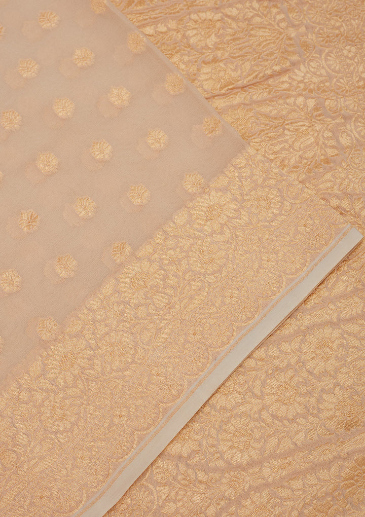 Beige Zariwork Pure Silk Saree
