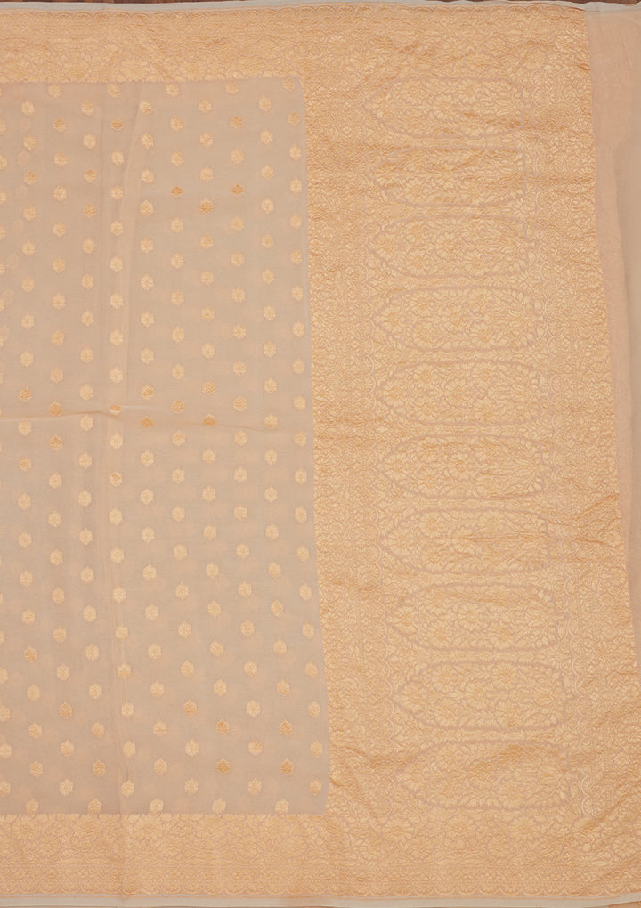 Beige Zariwork Pure Silk Saree
