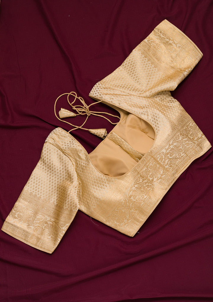 Beige Zariwork Raw Silk Blouse