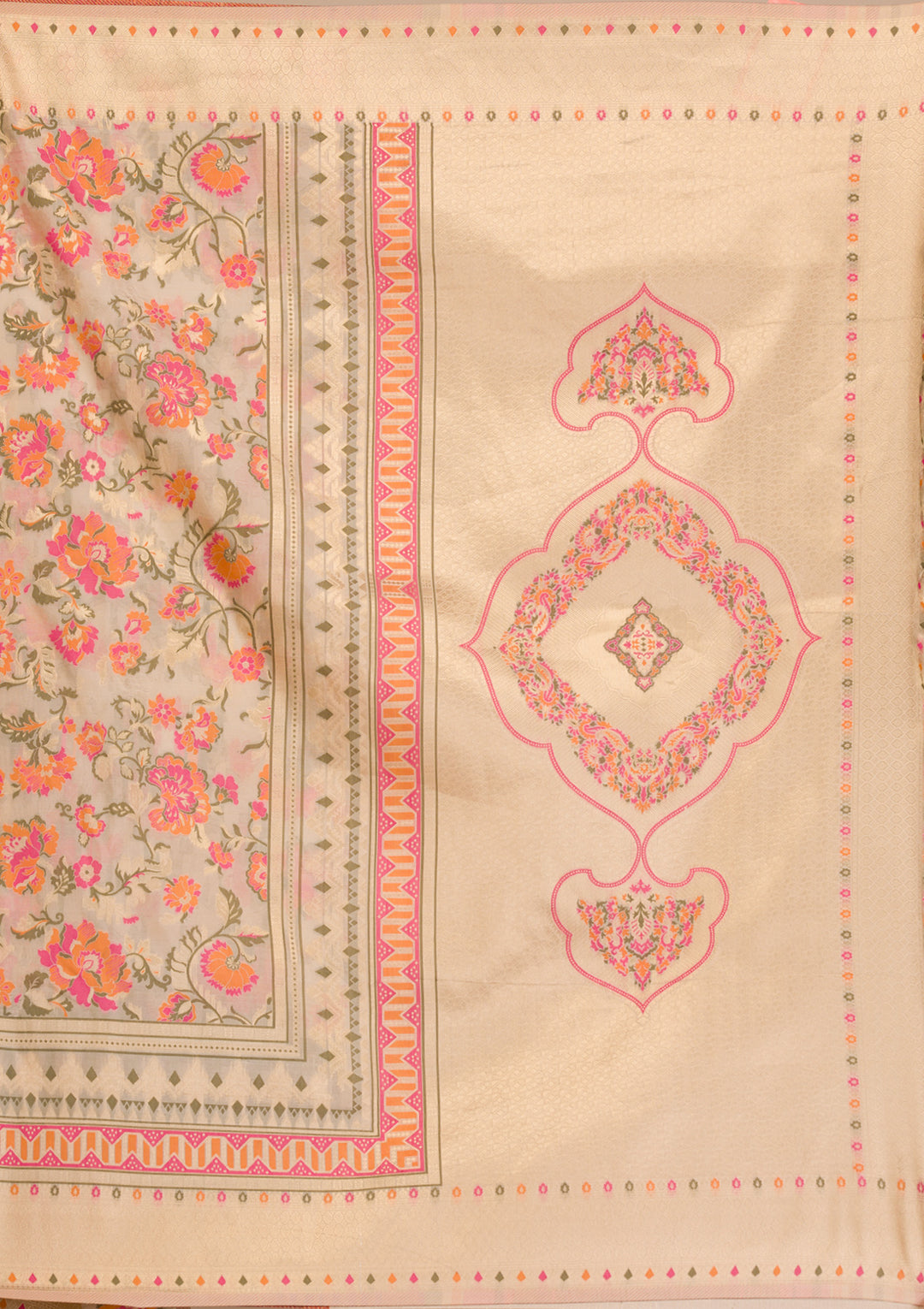 Beige Zariwork Soft Silk Saree