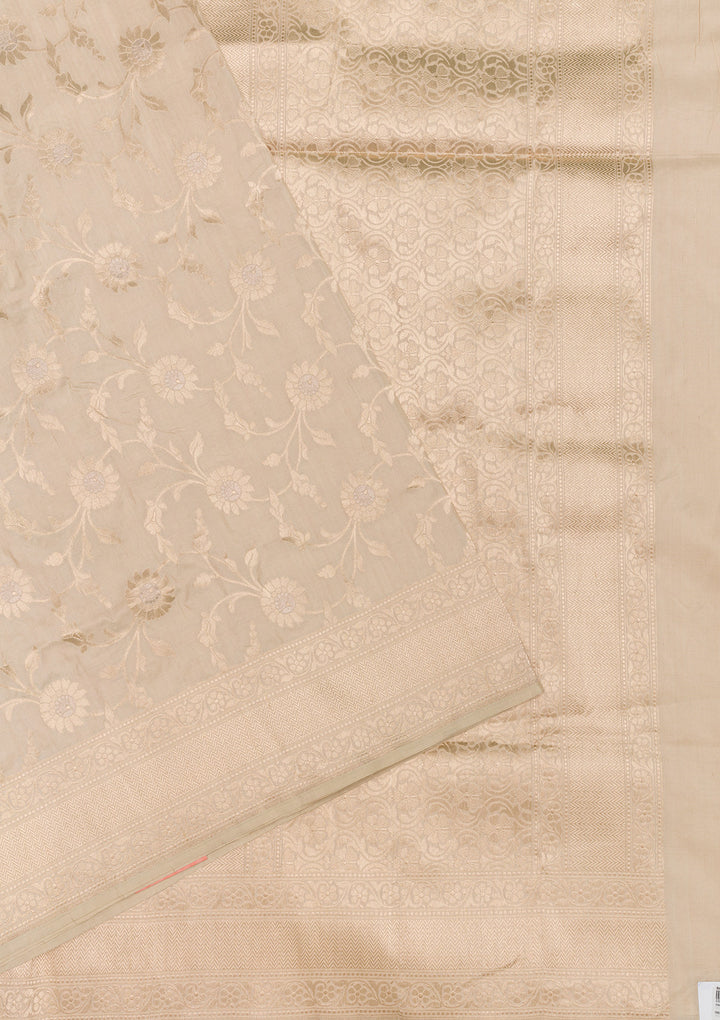 Biege Zariwork Banarasi Pure Silk Saree